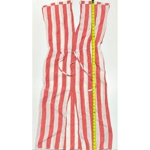 Zara Red White Striped Linen Blend Dress Waist‎ Tie Women's Size L